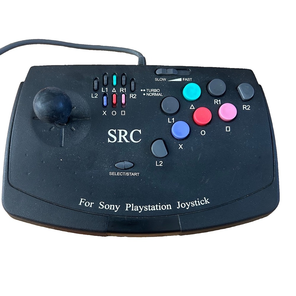 SRC  Compact Joy Stick Clear Fighting Controller PS1 2 Playstation Untested